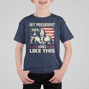 Harris 2024 T Shirt For Kid My President Looks Like This TS09 Navy Print Your Wear