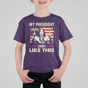 Harris 2024 T Shirt For Kid My President Looks Like This TS09 Purple Print Your Wear