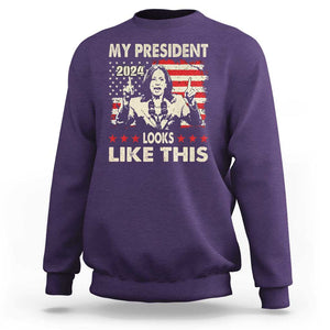 Harris 2024 Sweatshirt My President Looks Like This TS09 Purple Print Your Wear