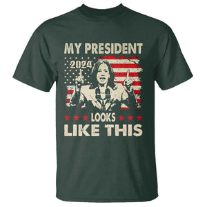 Harris 2024 T Shirt My President Looks Like This TS09 Dark Forest Green Print Your Wear