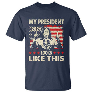 Harris 2024 T Shirt My President Looks Like This TS09 Navy Print Your Wear