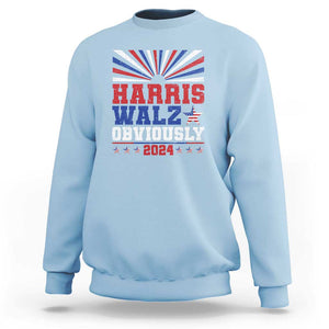 Harris Walz Obviously Sweatshirt US President Election 2024 TS09 Light Blue Print Your Wear