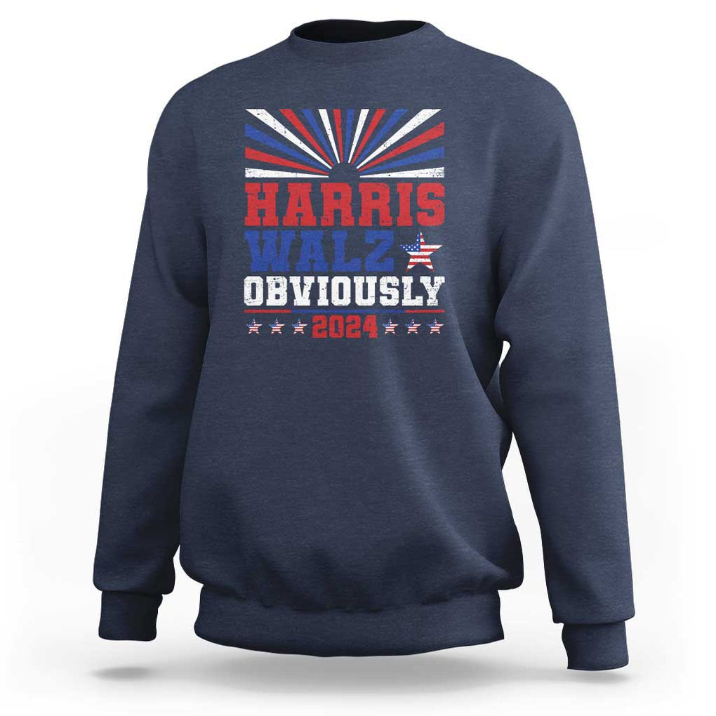 Harris Walz Obviously Sweatshirt US President Election 2024 TS09 Navy Print Your Wear