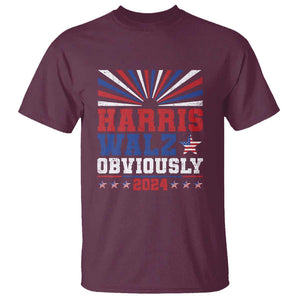 Harris Walz Obviously T Shirt US President Election 2024 TS09 Maroon Print Your Wear