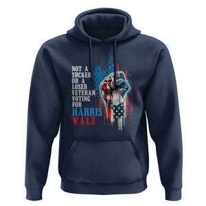 Veteran Voting Harris Walz Hoodie I Am A Veteran Not A Sucker Or A Loser TS09 Navy Print Your Wear