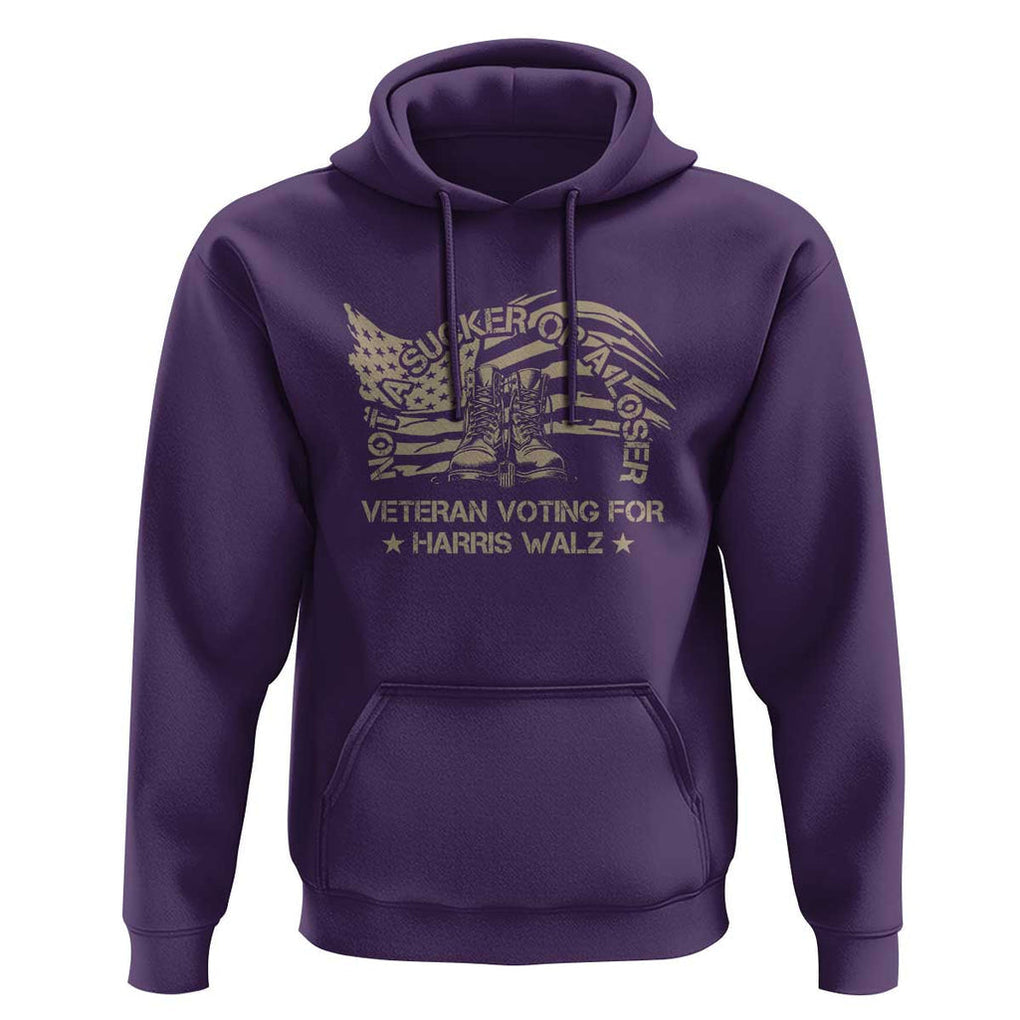 Veteran For Harris Walz Hoodie I Am A Veteran Not A Sucker Or A Loser TS09 Purple Print Your Wear