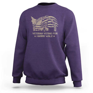 Veteran For Harris Walz Sweatshirt I Am A Veteran Not A Sucker Or A Loser TS09 Purple Print Your Wear