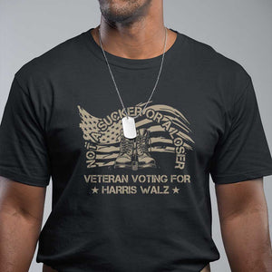 Veteran For Harris Walz T Shirt I Am A Veteran Not A Sucker Or A Loser TS09 Black Print Your Wear