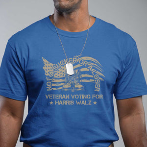 Veteran For Harris Walz T Shirt I Am A Veteran Not A Sucker Or A Loser TS09 Royal Blue Print Your Wear