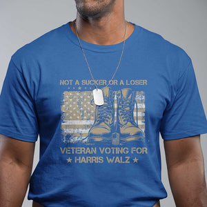 Veteran Voting For Harris Walz T Shirt I Am A Veteran Not A Sucker Or A Loser TS09 Royal Blue Print Your Wear