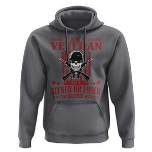 Veteran For Harris Walz Hoodie Not A Sucker Or A Loser American Eagle Flag TS09 Charcoal Print Your Wear