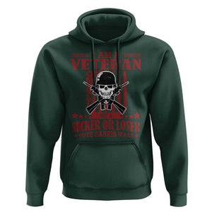 Veteran For Harris Walz Hoodie Not A Sucker Or A Loser American Eagle Flag TS09 Dark Forest Green Print Your Wear