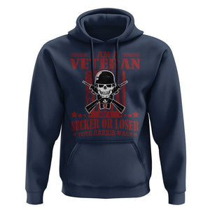 Veteran For Harris Walz Hoodie Not A Sucker Or A Loser American Eagle Flag TS09 Navy Print Your Wear