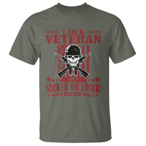 Veteran For Harris Walz T Shirt Not A Sucker Or A Loser American Eagle Flag TS09 Military Green Print Your Wear