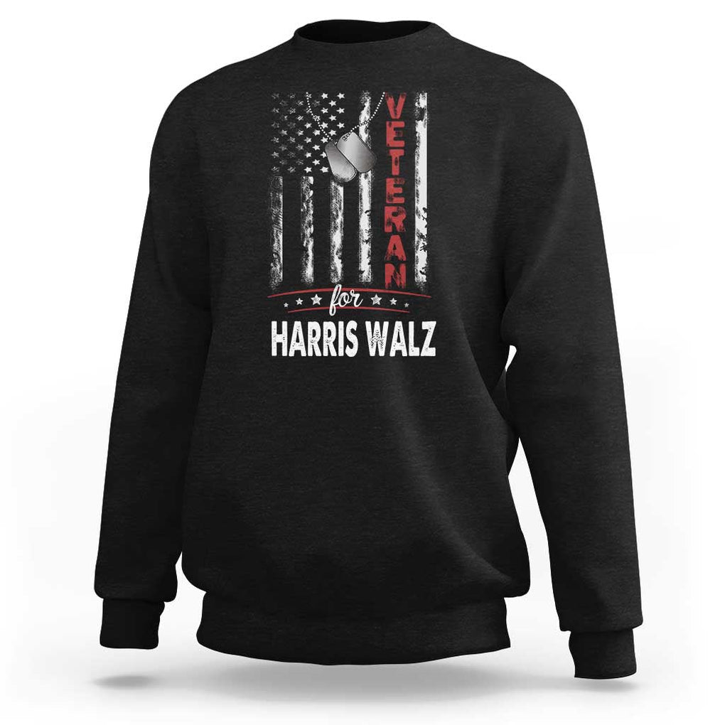 Veteran For Kamala Sweatshirt American Flag Harris Support President 2024 TS09 Black Print Your Wear