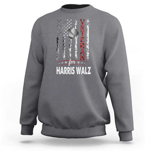 Veteran For Kamala Sweatshirt American Flag Harris Support President 2024 TS09 Charcoal Print Your Wear