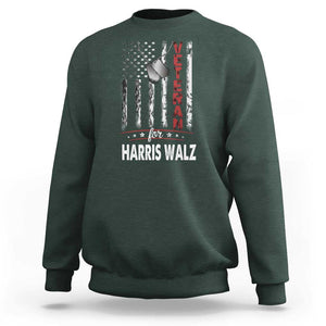 Veteran For Kamala Sweatshirt American Flag Harris Support President 2024 TS09 Dark Forest Green Print Your Wear