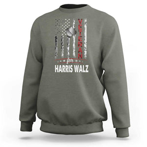 Veteran For Kamala Sweatshirt American Flag Harris Support President 2024 TS09 Military Green Print Your Wear