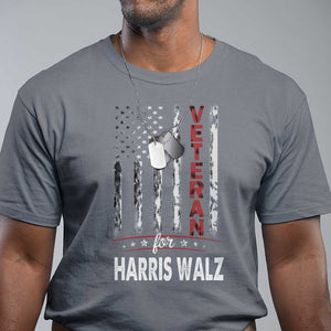 Veteran For Kamala T Shirt American Flag Harris Support President 2024 TS09 Charcoal Print Your Wear