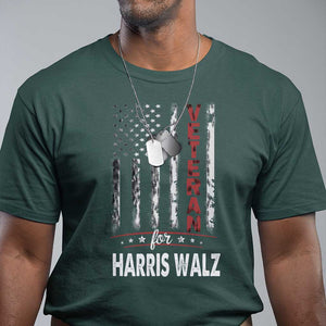 Veteran For Kamala T Shirt American Flag Harris Support President 2024 TS09 Dark Forest Green Print Your Wear