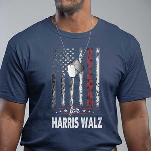 Veteran For Kamala T Shirt American Flag Harris Support President 2024 TS09 Navy Print Your Wear