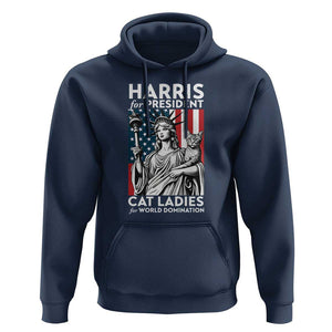 Kamala 2024 Hoodie Harris For President Cat Ladies For World Domination TS09 Navy Print Your Wear