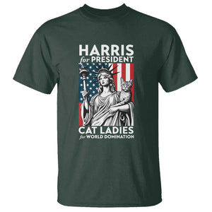 Kamala 2024 T Shirt Harris For President Cat Ladies For World Domination TS09 Dark Forest Green Print Your Wear