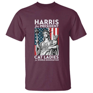 Kamala 2024 T Shirt Harris For President Cat Ladies For World Domination TS09 Maroon Print Your Wear