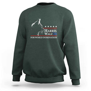 Harris Walz 2024 Sweatshirt For World Domination US President TS09 Dark Forest Green Print Your Wear