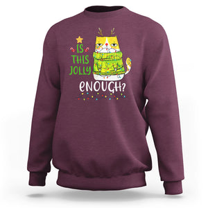 Is This Jolly Enough Funny Cat Merry Christmas Light Sweatshirt TS09 Printyourwear