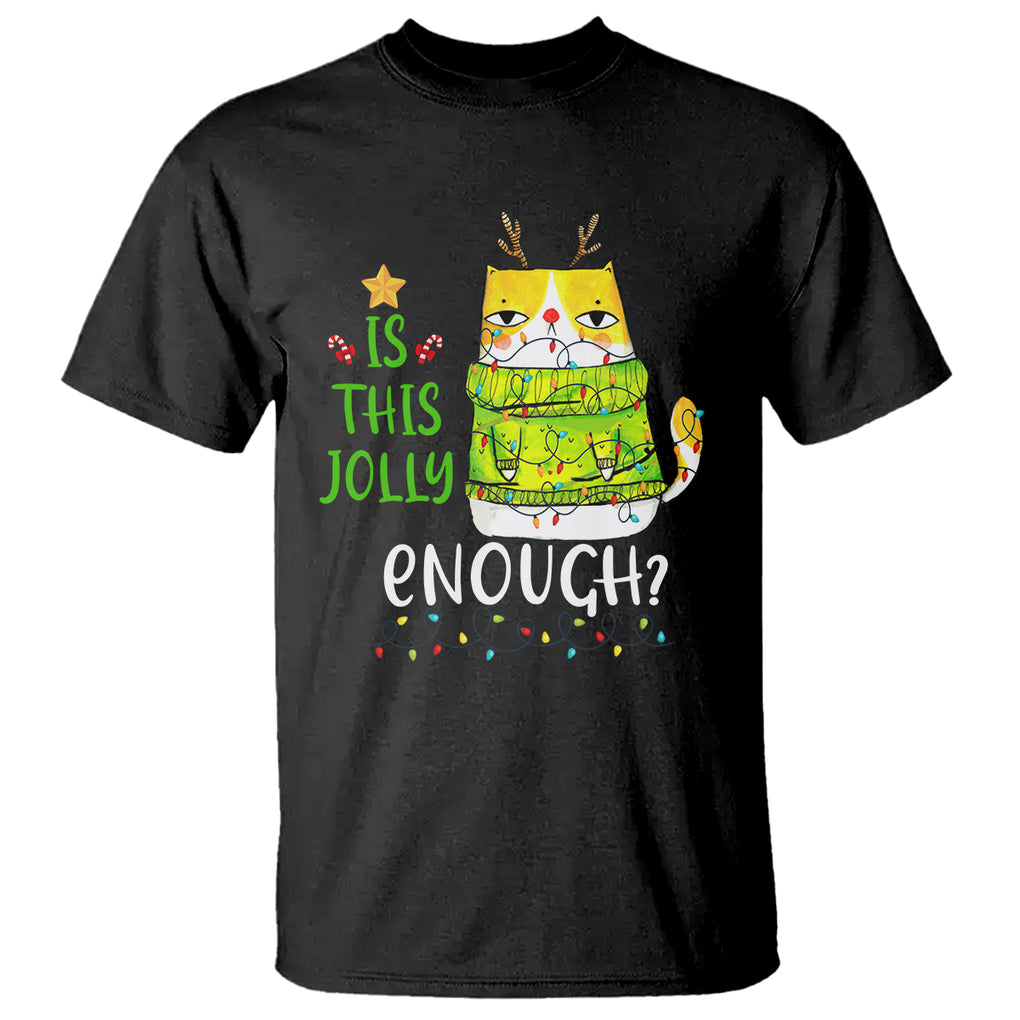 Is This Jolly Enough Funny Cat Merry Christmas Light T Shirt TS09 Military Green Printyourwear