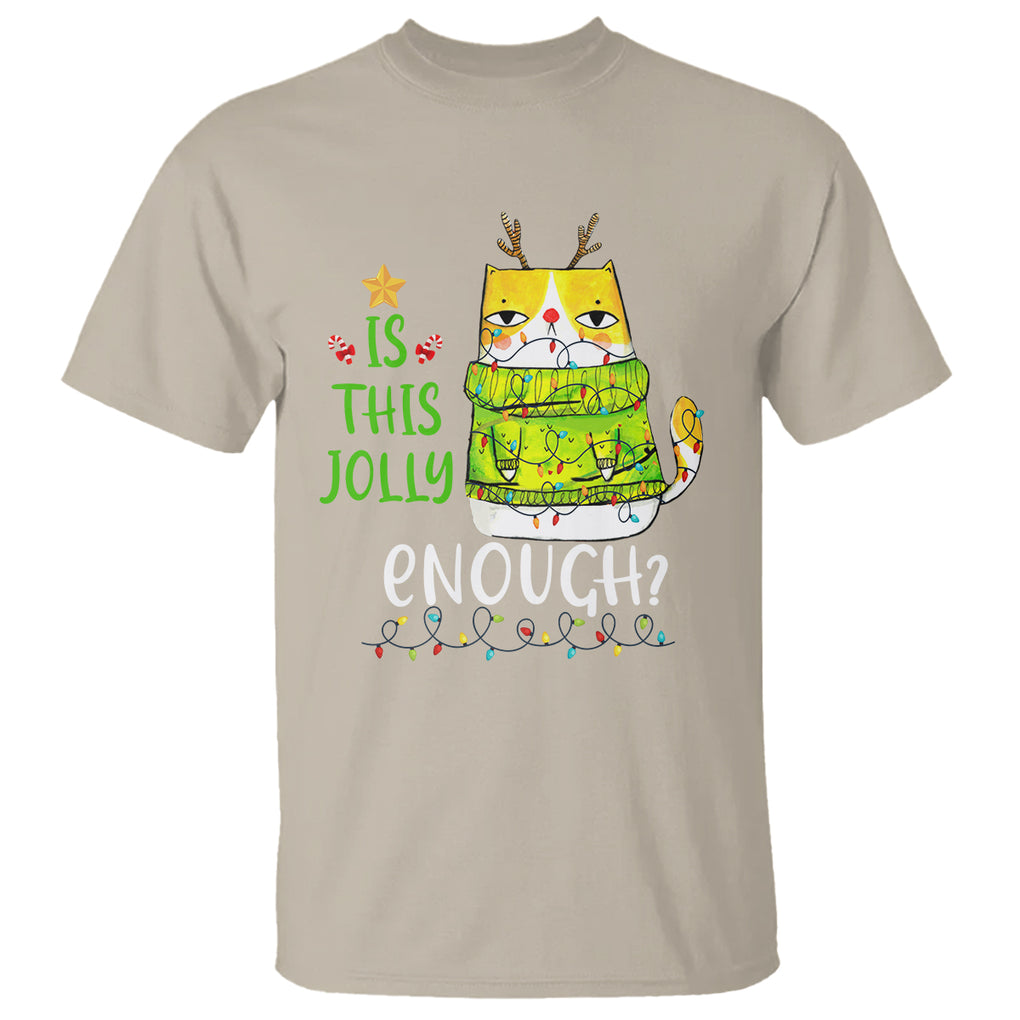 Is This Jolly Enough Funny Cat Merry Christmas Light T Shirt TS09 Printyourwear