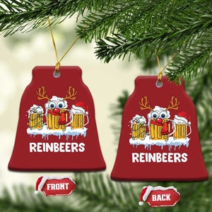 Funny Xmas Beer Christmas Ornament Reinbeers Reindeer Drinking Beer TS09 Bell Flake Red Print Your Wear