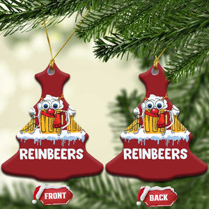 Funny Xmas Beer Christmas Ornament Reinbeers Reindeer Drinking Beer TS09 Christmas Tree Red Print Your Wear