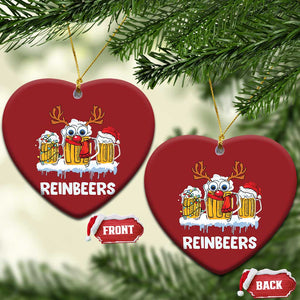 Funny Xmas Beer Christmas Ornament Reinbeers Reindeer Drinking Beer TS09 Heart Red Print Your Wear