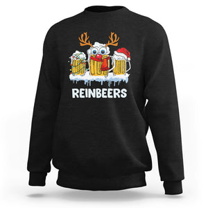 Reinbeers Christmas Reindeer Drinking Beer Sweatshirt TS09 Military Green Printyourwear