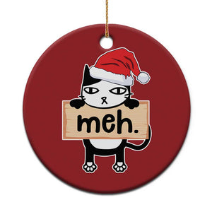 Meh Black Cat Sarcastic Funny Xmas Christmas Ornament TS09 Print Your Wear