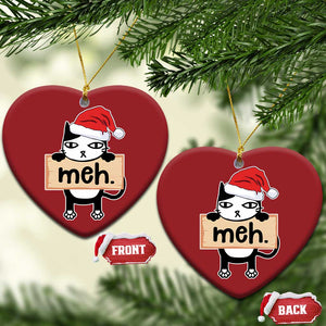 Meh Black Cat Sarcastic Funny Xmas Christmas Ornament TS09 Heart Red Print Your Wear