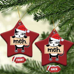 Meh Black Cat Sarcastic Funny Xmas Christmas Ornament TS09 Star Red Print Your Wear