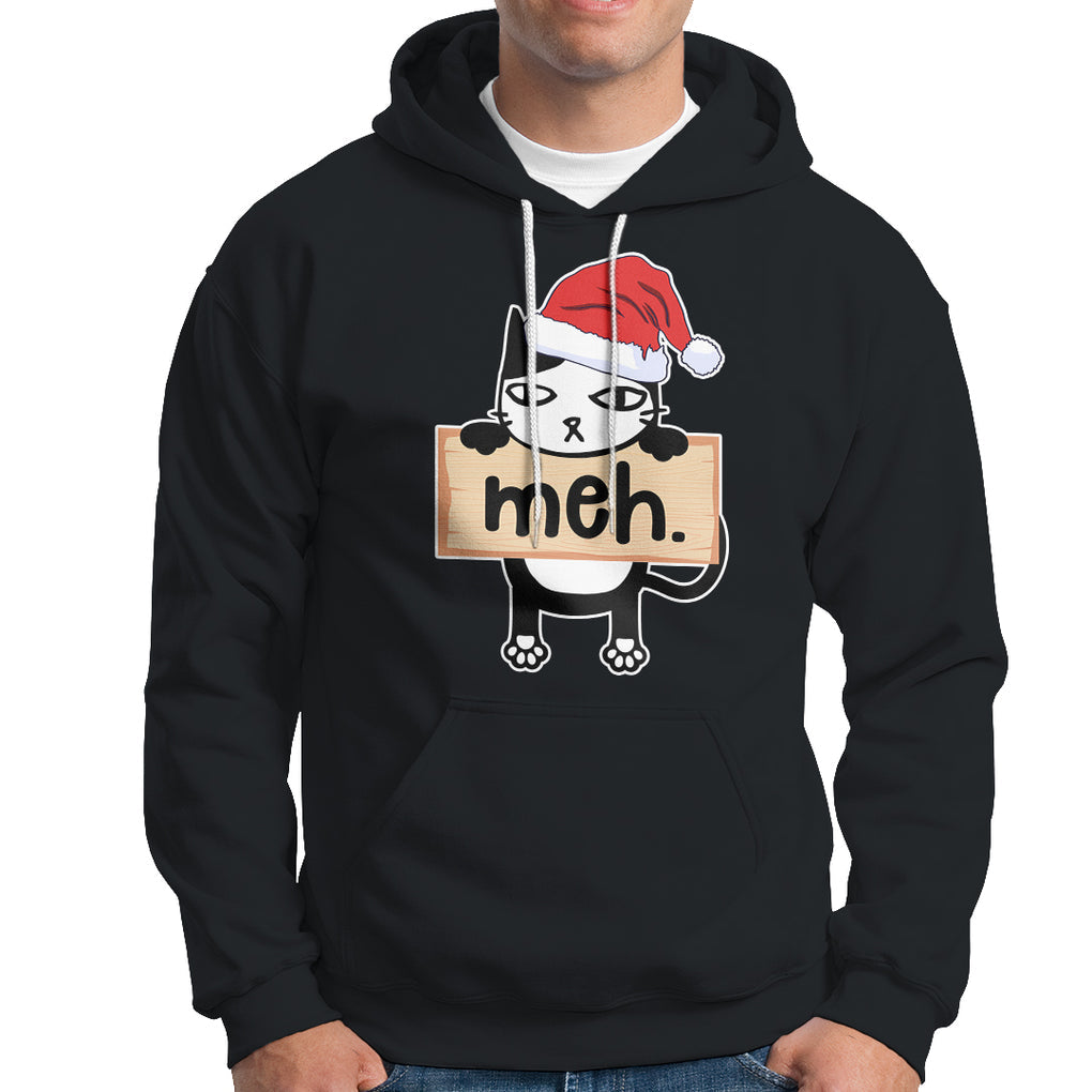 Meh Black Cat Sarcastic Funny Christmas Hoodie TS09 Printyourwear