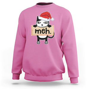 Meh Black Cat Sarcastic Funny Christmas Sweatshirt TS09 Irish Green Printyourwear