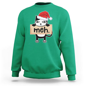 Meh Black Cat Sarcastic Funny Christmas Sweatshirt TS09 Printyourwear