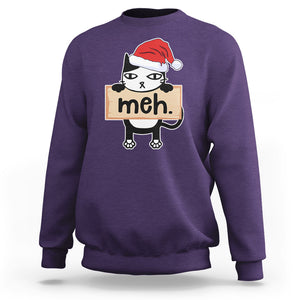 Meh Black Cat Sarcastic Funny Christmas Sweatshirt TS09 Printyourwear