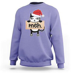 Meh Black Cat Sarcastic Funny Christmas Sweatshirt TS09 Printyourwear