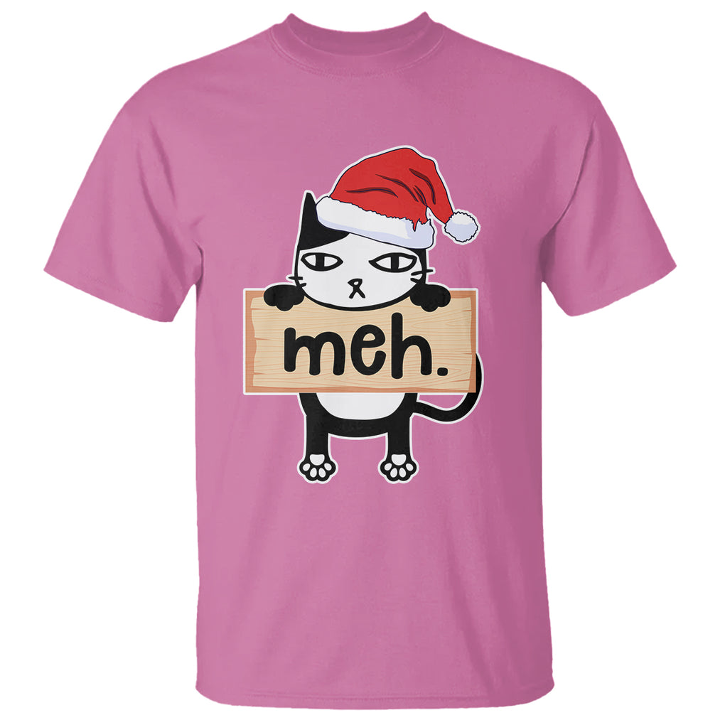 Meh Black Cat Sarcastic Funny Christmas T Shirt TS09 Irish Green Printyourwear