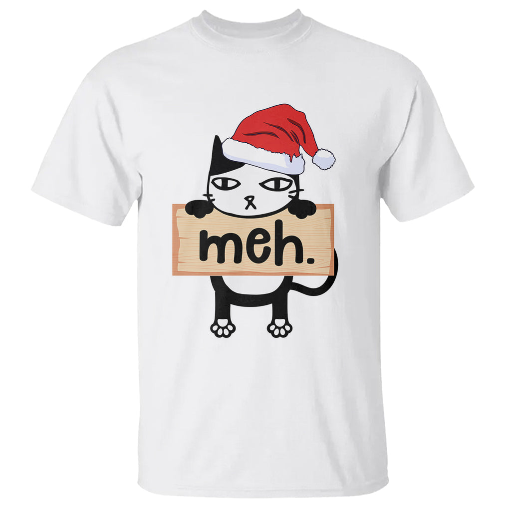 Meh Black Cat Sarcastic Funny Christmas T Shirt TS09 Printyourwear
