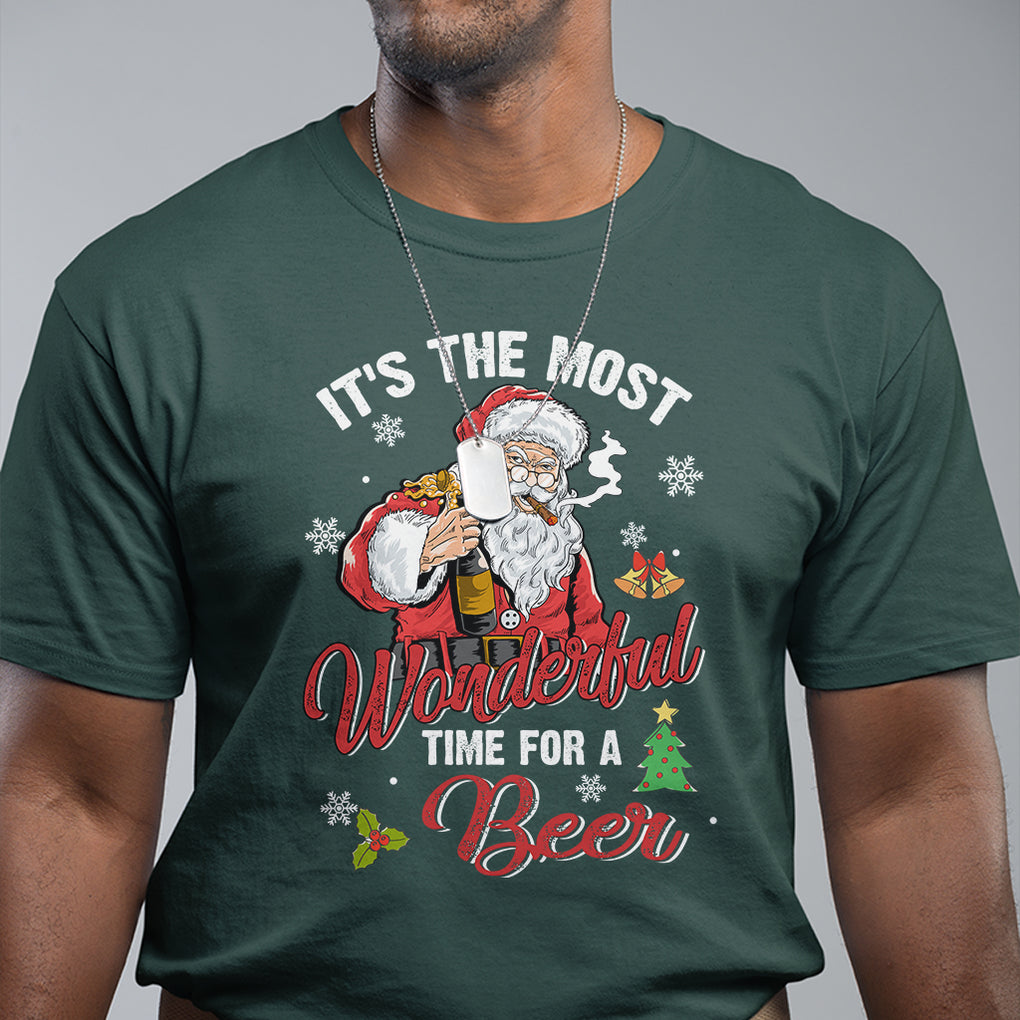 It's The Most Wonderful Time For A Beer Ugly Santa Drinking T Shirt TS09 Printyourwear