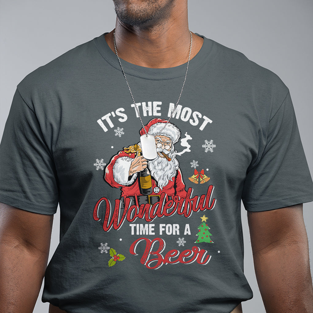It's The Most Wonderful Time For A Beer Ugly Santa Drinking T Shirt TS09 Printyourwear