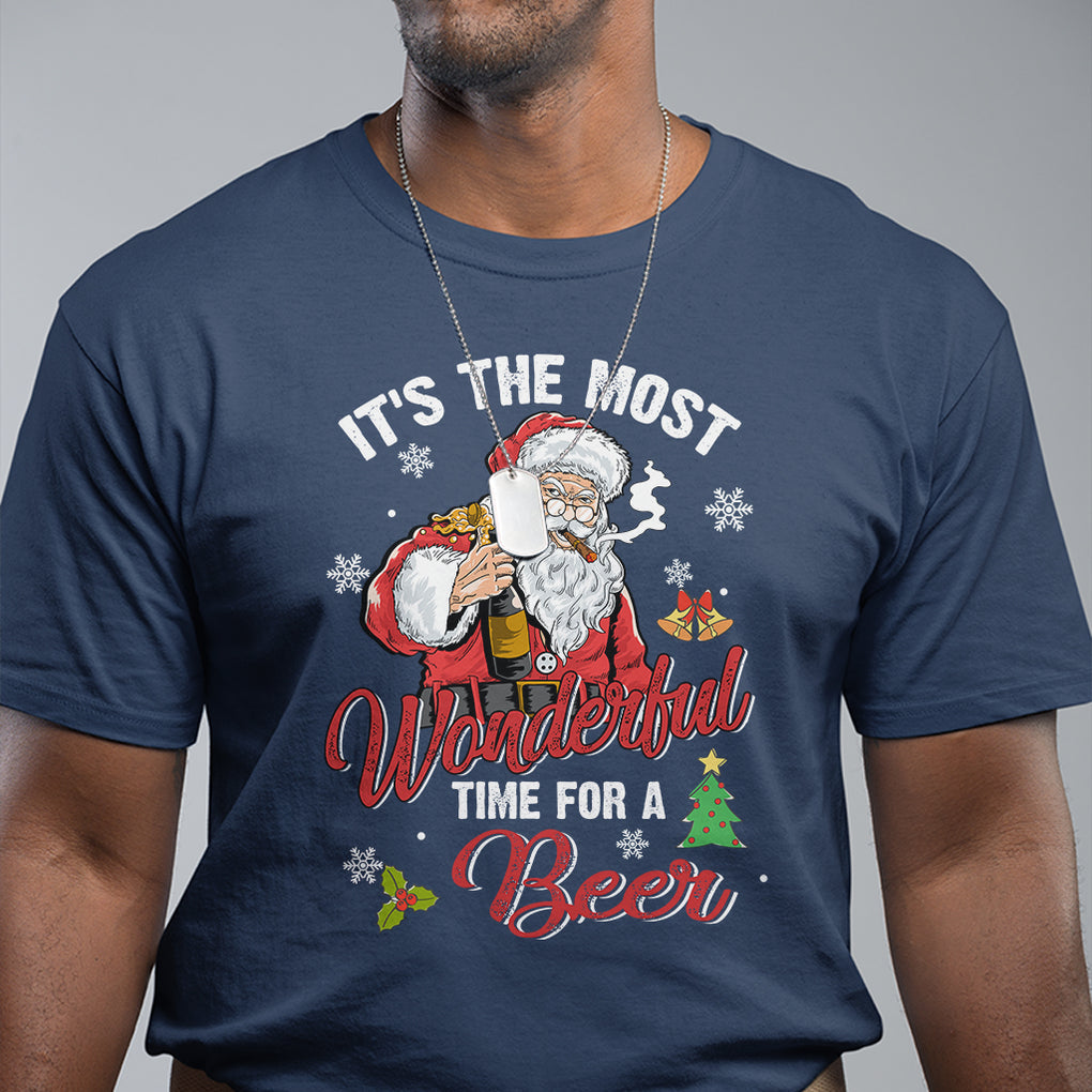 It's The Most Wonderful Time For A Beer Ugly Santa Drinking T Shirt TS09 Printyourwear