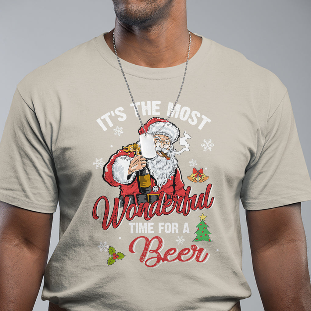 It's The Most Wonderful Time For A Beer Ugly Santa Drinking T Shirt TS09 Printyourwear